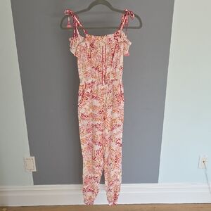 Poupette St. Barth Pink and White Kids One Piece